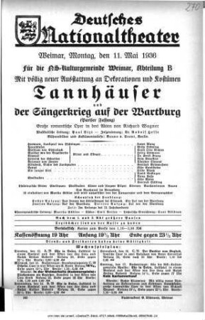 Tannhäuser und Der Sängerkrieg auf Wartburg