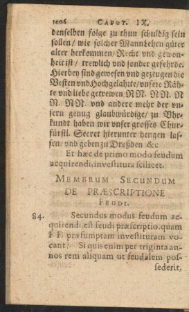 Membrum Secundum De Praescriptione Feudi.