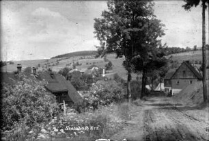 Auf der alten Schmalzgrubner Straße : Blick zum Berg-Gut; li. das Förster- und Waldarbeiterhaus