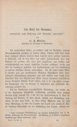 603-614 Der Brief des Barnabas, namentlich nach Ursprung und Verfasser untersucht