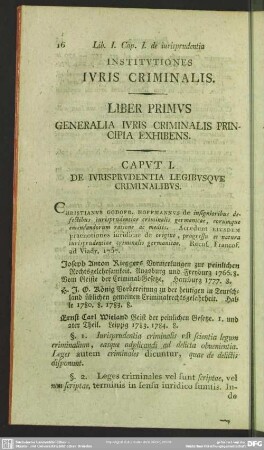 Liber Primus, Generalia Iuris Criminalis Principia Exhibens