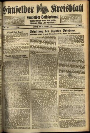 Erste Ausgabe vom Samstag, den 31. Oktober 1931.