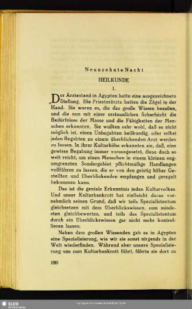 Neunzehnte Nacht. Heilkunde