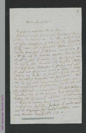 Brief von Louise Otto-Peters an eine Freundin