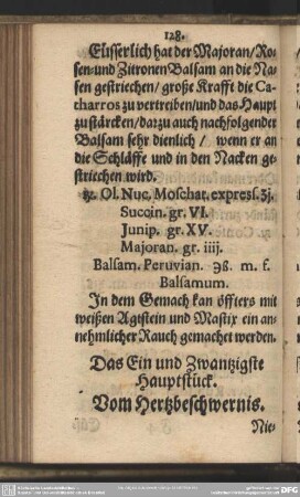 Das Ein und Zwantzigste Hauptstück. Vom Hertzbeschwernis