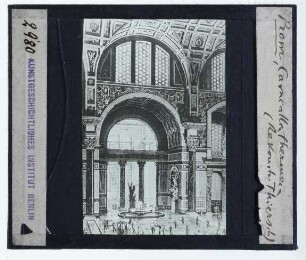 Rom, Caracallathermen,Thiersch, Rekonstruktion der Carallacallathermen, Innenansicht : Innenansicht, Mittelsaal, Rekonstruktion, Zeichnung