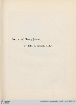 Plate: Portrait of Henry James by John S. Sargent, A.R.A.