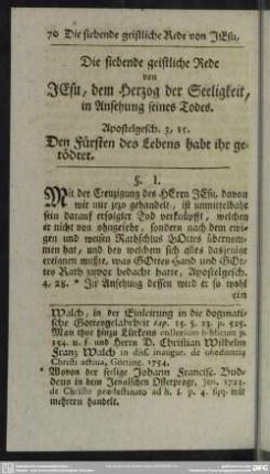 Die siebende geistliche Rede von Jesu, dem Herzog der Seeligkeit, in Ansehung seines Todes