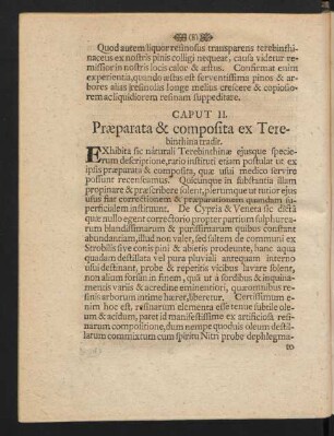 Caput II. Praeparata & composita ex Terebinthina tradit.