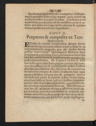 Caput II. Praeparata & composita ex Terebinthina tradit.