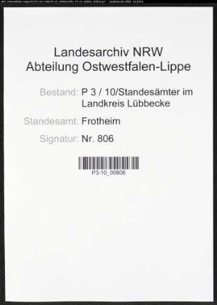 Sterberegister Standesamt Frotheim