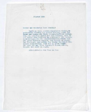 Brief von Gerhart Hauptmann an Rudolf G. Binding