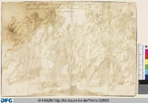 Der heilige Apollonius steht vor dem Präfekten Perennis und verteidigt seinen christlichen Glauben [?]