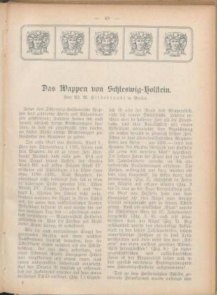 Das Wappen von Schleswig-Holstein. Von Ad. M. Hildebrandt in Berlin.