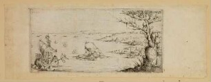 Küstenlandschaft mit einem großen Segelschiff