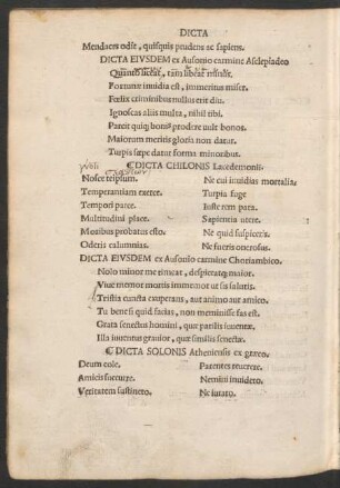 Dicta Solonis Atheniensis ex graeco.