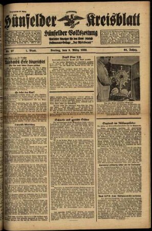 Erste Ausgabe vom Freitag, den 03. März 1939.