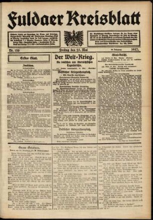 Erste Ausgabe vom Freitag, den 25. Mai 1917.