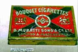 Blechdose für 25 Stück "BOUQUET CIGARETTES B. MURTTI SONS UND Co. LTD. LONDON UND MANCHESTER."