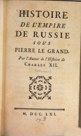 Histoire De L'Empire De Russie Sous Pierre Le Grand