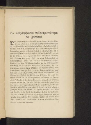 Die vorherrschenden Bildungstendenzen des Zeitalters.