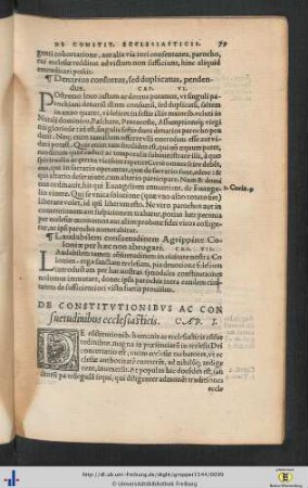 De Constitutionibus Ecclesiasticis - De Vita Monastica - De Hospitalibus.