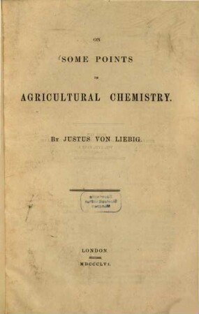 On some points in agricultural chemistry