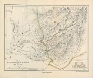 A map of the routes traversed by the expeditions of 1868 and 1875