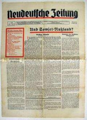 Völkische Wochenzeitung "Neudeutsche Zeitung" u.a. zu den historischen Wurzeln des "Dritten Reiches"