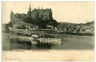 Meißen. Albrechtsburg, Elbe und Dampfer "Saxonia"