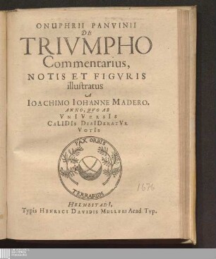 Onuphrii Panvinii De Trivmpho Commentarius