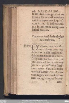 Pro invocatione Mariae virginis & Sanctorum.