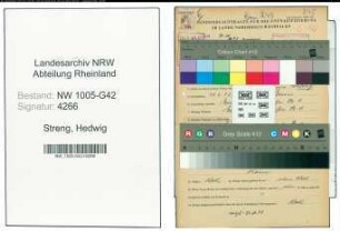 Entnazifizierung Hedwig Streng , geb. 24.06.1903 ()