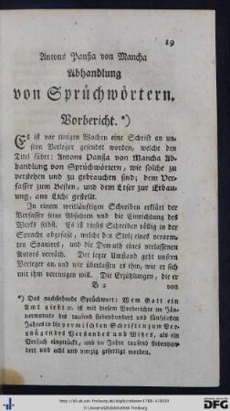 Antons Panßa von Mancha Abhandlung von Sprüchwörtern.