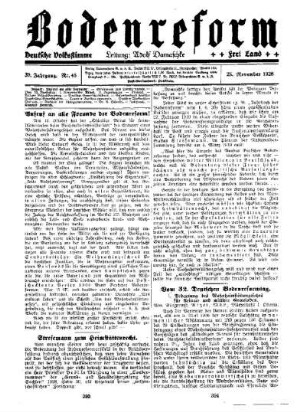 Vom 32. Deutschen Bodenreformtag : (Fortsetzung)