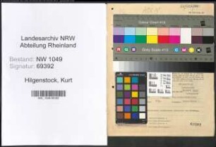 Entnazifizierung Kurt Hilgenstock , geb. 27.07.1910 (Kaufmaennischer Angestellter)