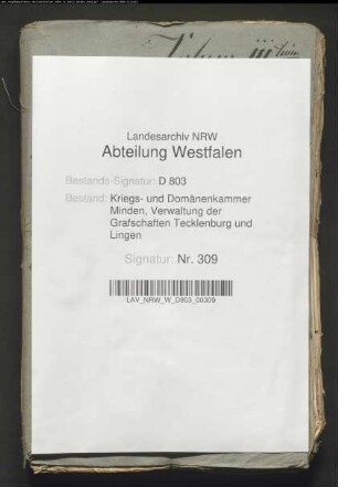 Vererbpachtung der Domänenstücke in der Grafschaft Tecklenburg