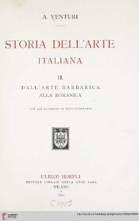 Band 2: Storia dell'arte italiana: Dall'arte barbarica alla romanica