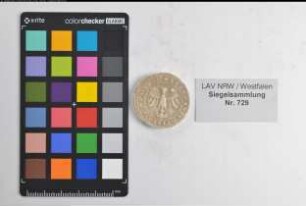 Siegler: Arnsberg, Stadt Überlieferungsart: Nachbildung. Stoff: Gips Farbe: weiß Form: rund. Durchmesser: Art: Typ: Umschrift:
