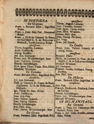 Nomina litteratorum, qui in Electorali et Academico Gymnasio Ingolstadiensi Soc. Jesu ... vel praemiis donati sunt, vel proxime accesserunt, nec non eorum, qui intra annum ... doctrina eminuerunt. 1739