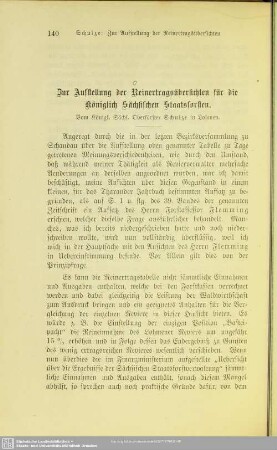 I.6 Zur Ausstellung der Reinertragsübersichten für die Königlich Sächsischen Staatsforsten