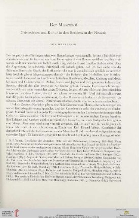 Der Musenhof. Geistesleben und Kultur in den Residenzen der Neuzeit