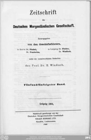 Bd. 55 (1901): Zeitschrift der Deutschen Morgenländischen Gesellschaft : ZDMG