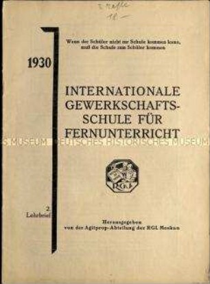 Fernbildung der Gewerkschaftsschule, 1930