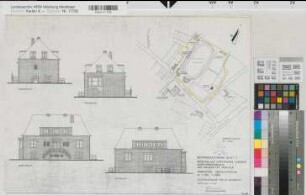 Münster (Münster) Sportanlage der Universität am Horstmarer Landweg Direktorenwohnhaus Ansichten, Lageplan 1967 1 : 100/(2000) 42 x 60 kol. Pause Staatshochbauamt für die Universität Münster 33.52