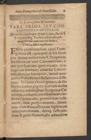 Ex Tomo primo Bellarmini: