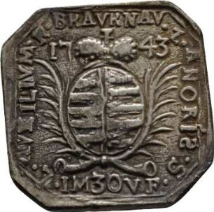 Münze / Notgeld, 1/2 Guldentaler (30 Kreuzer), 1743