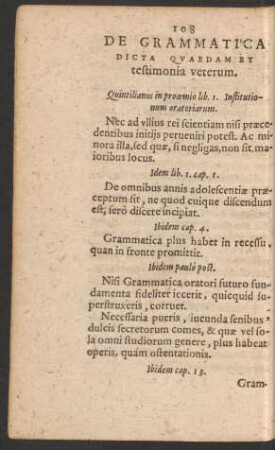 De Grammatica Dicta Quaedam Et testimonia veterum.