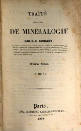 Traité élémentaire de minéralogie. 2