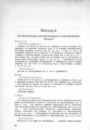 Anhang II Veröffentlichungen und Vorlesungen der wissenschaftlichen Beamten